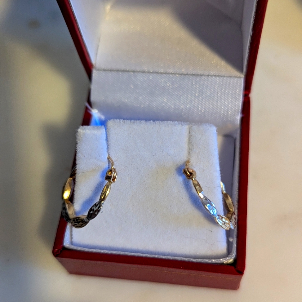 14k Two Tone Gold Hoop Earrings